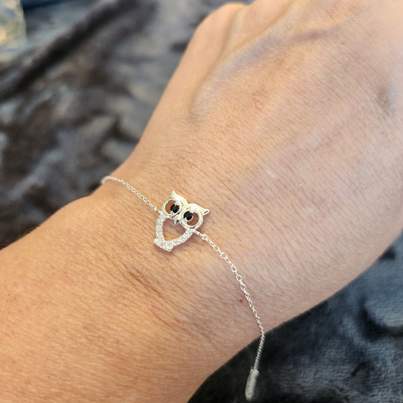 Kids Sterling Silver Owl Bracelet 7" - Picture 1 of 6